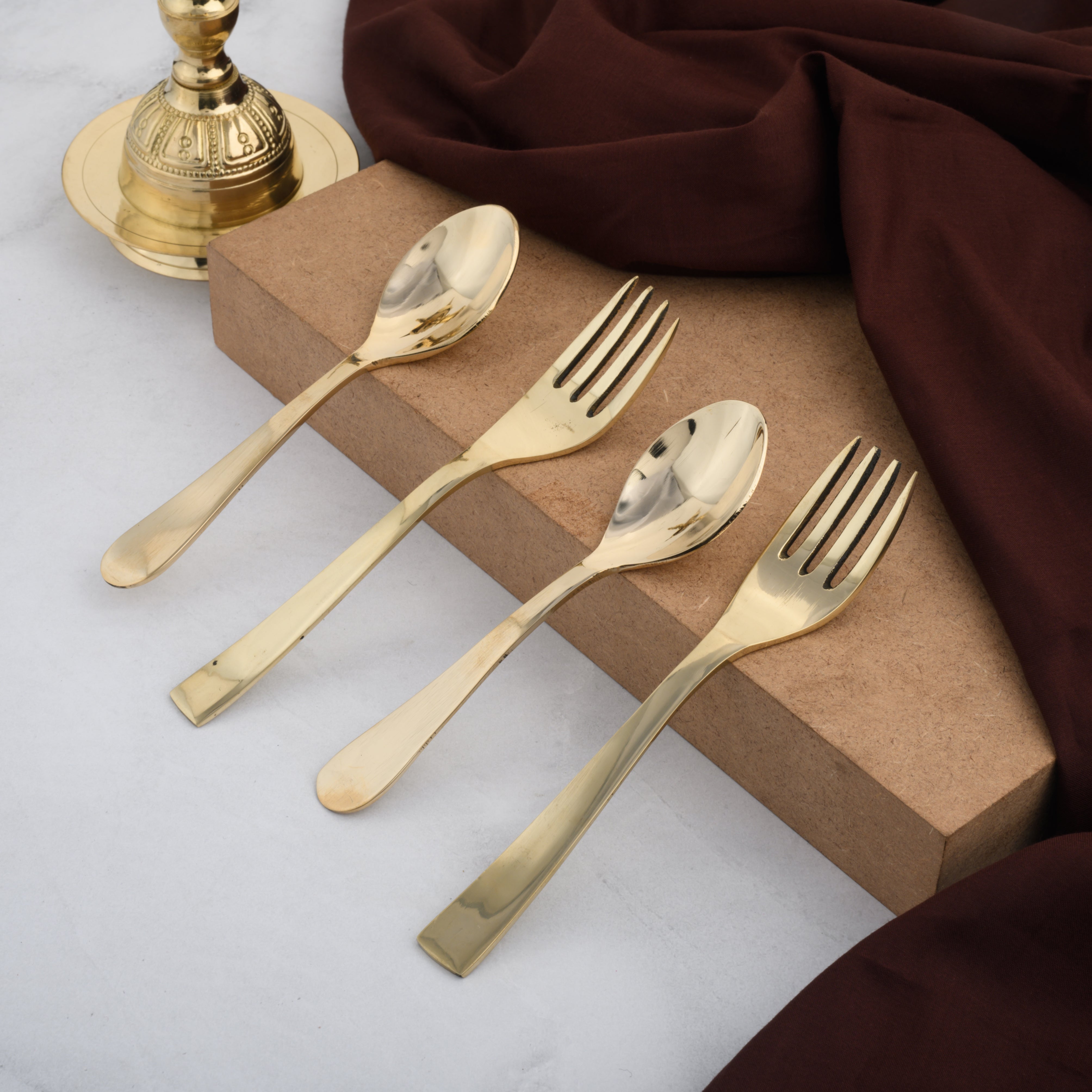 Brozne Dinner Dessert Spoon Fork Set (Pack of 12) - Glossy