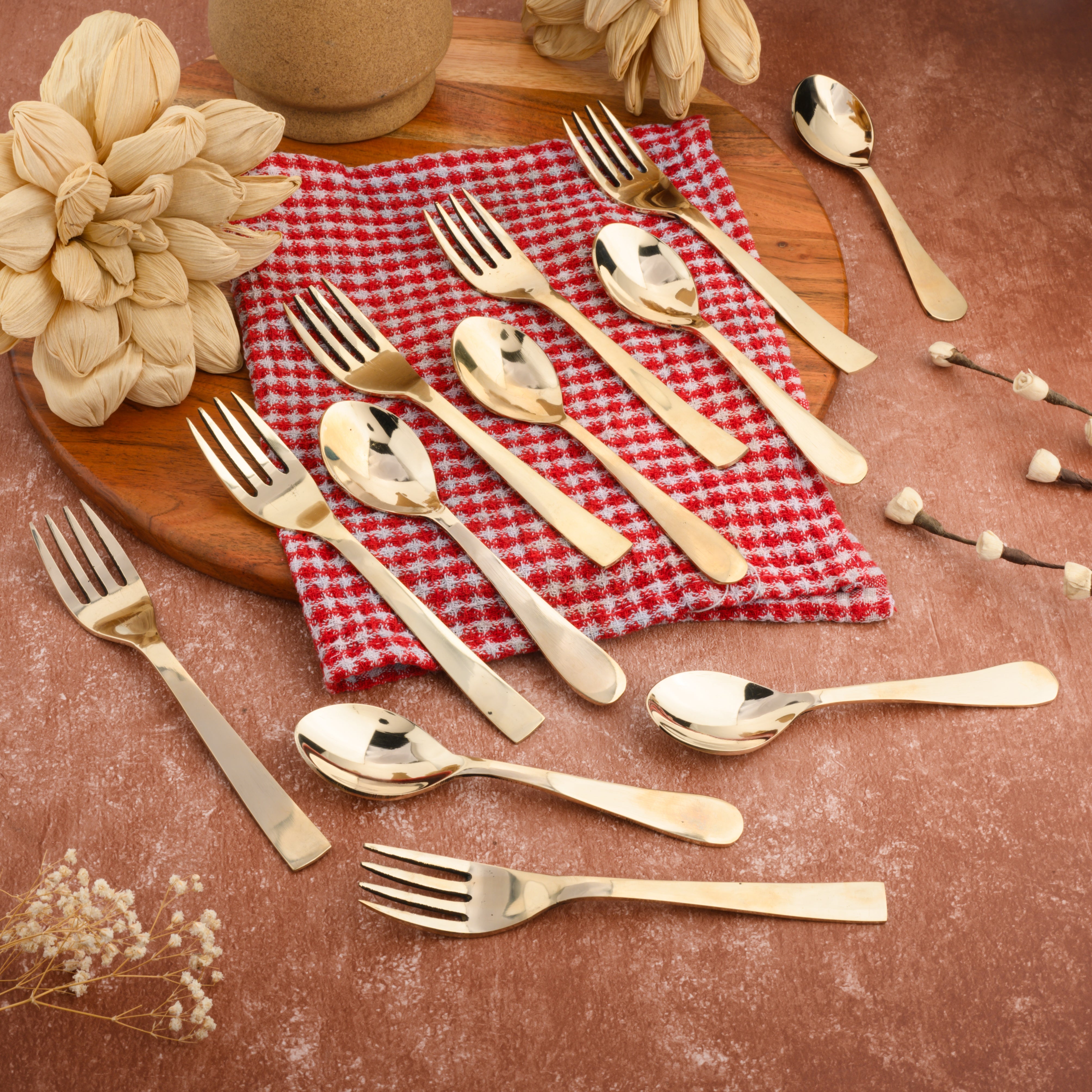 Brozne Dinner Dessert Spoon Fork Set (Pack of 12) - Glossy