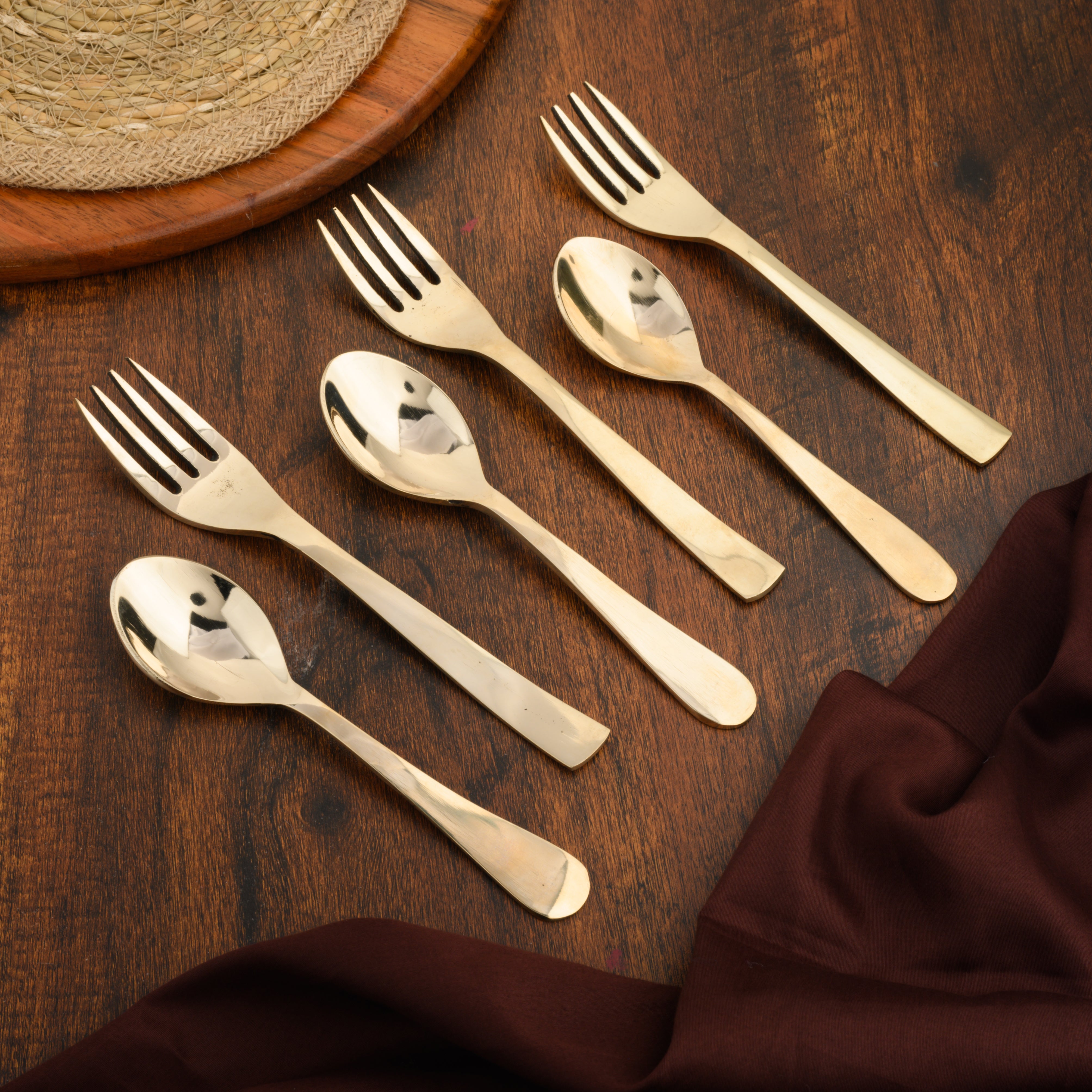 Brozne Dinner Dessert Spoon Fork Set (Pack of 12) - Glossy