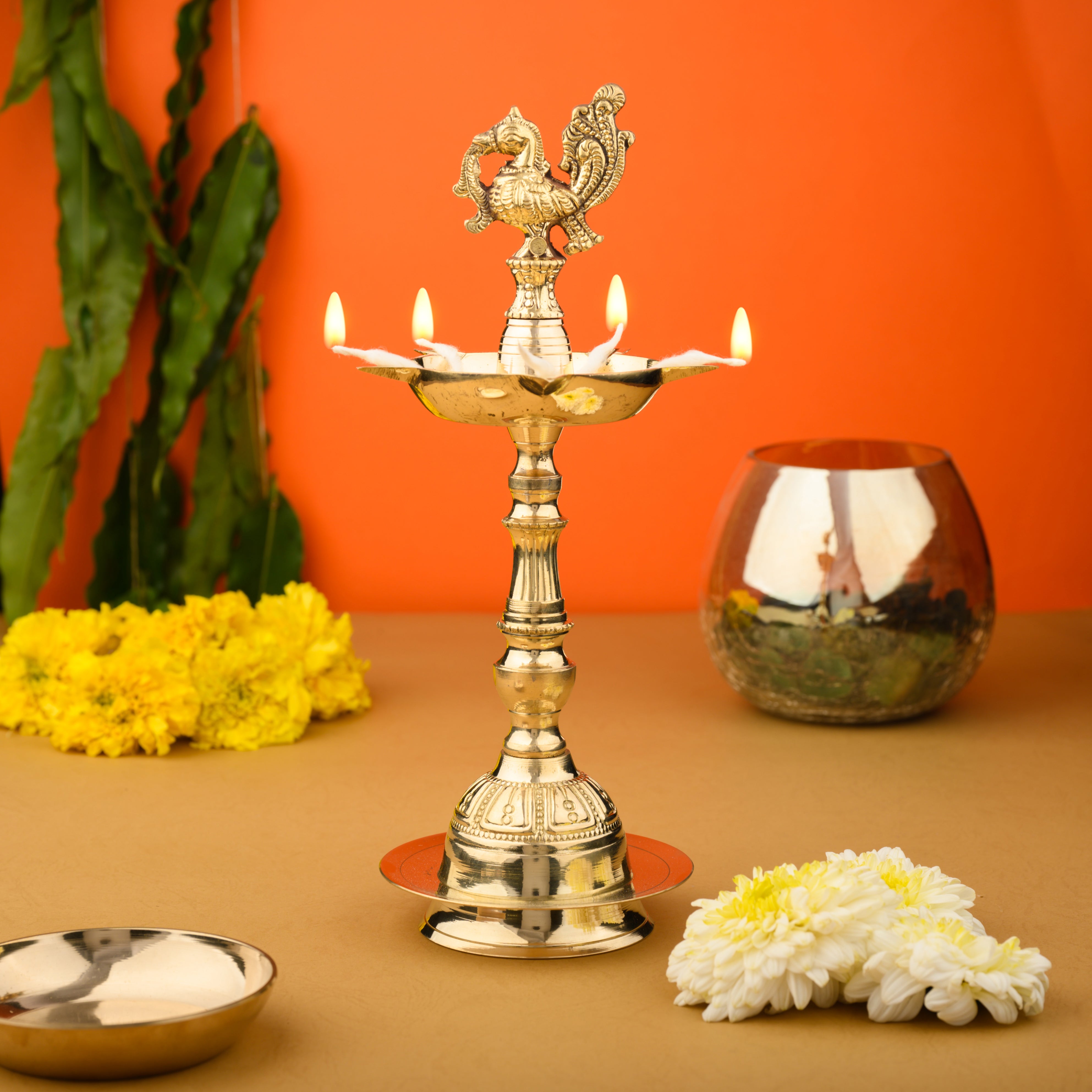 Brass Mahabharat Peacock Diya - Pack of 2