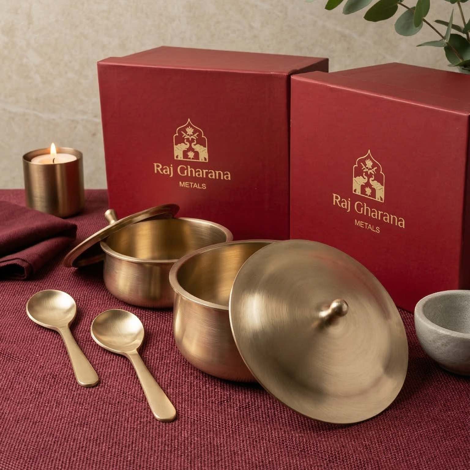 Kansa Serving Bowls with Spoon | Set of 2