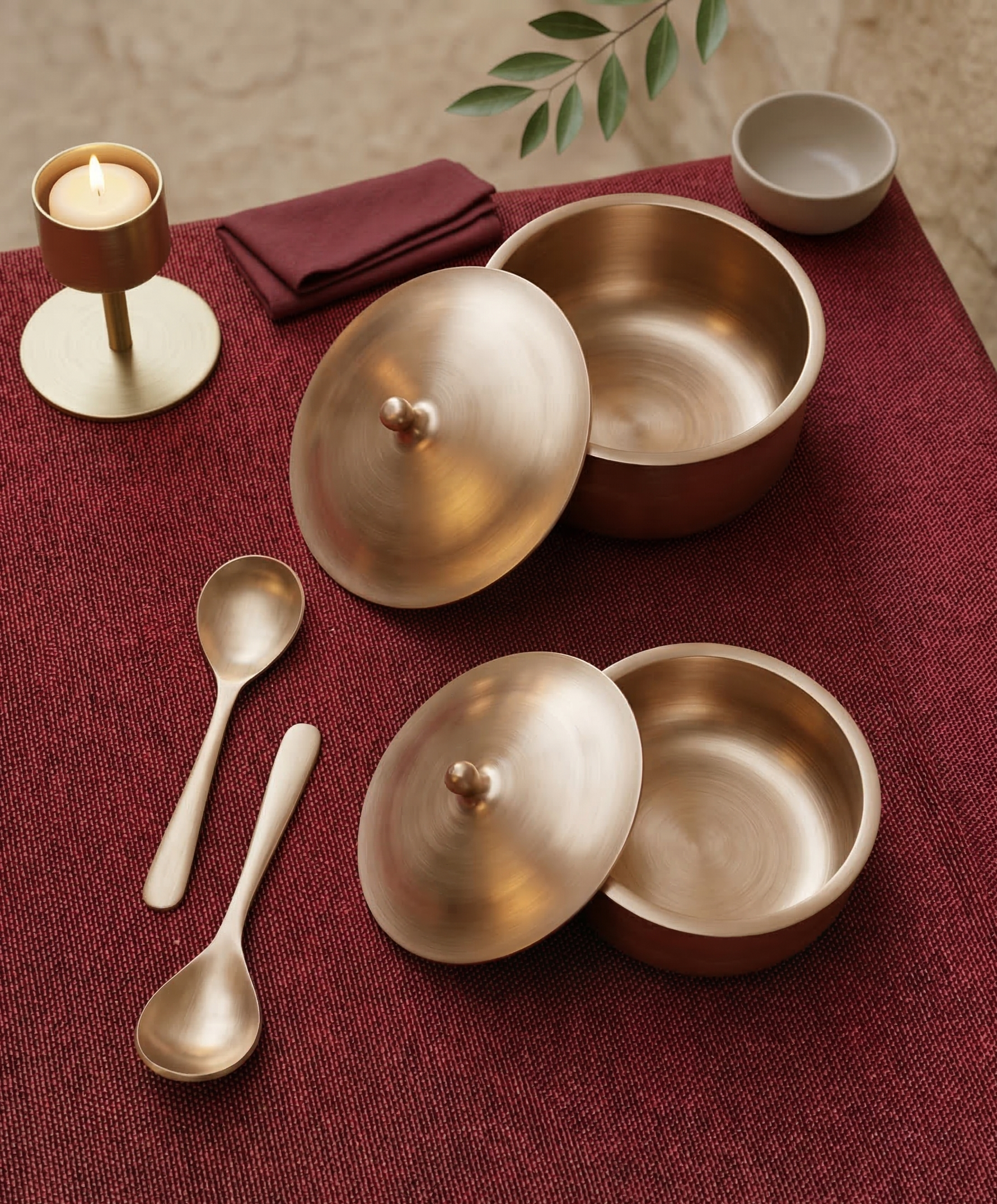 Kansa Serving Bowls with Spoon | Set of 2