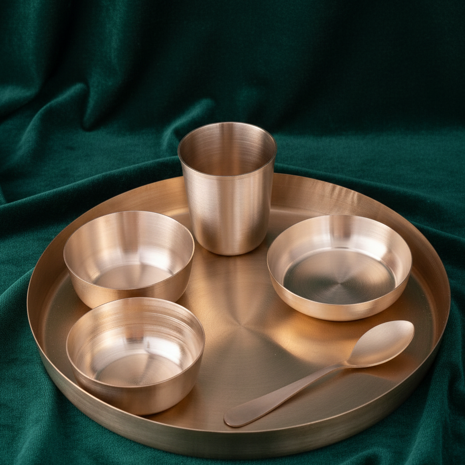 Matte Finished Kansa Dinner Set | 12 inch