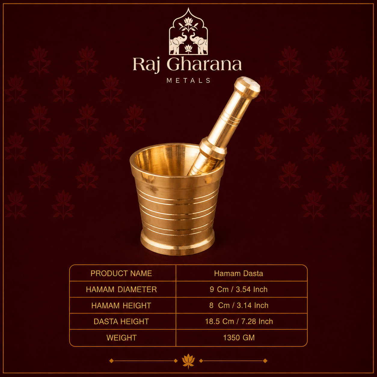 Brass Mortar and Pestle (Hamam Dasta)