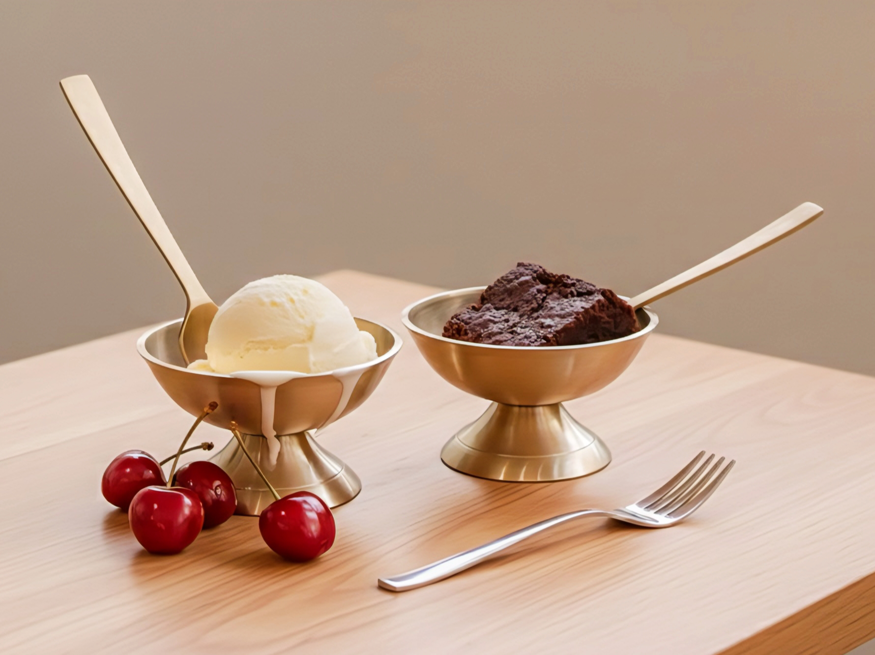 Kansa Ice Cream Cups with Spoon | Set of 2