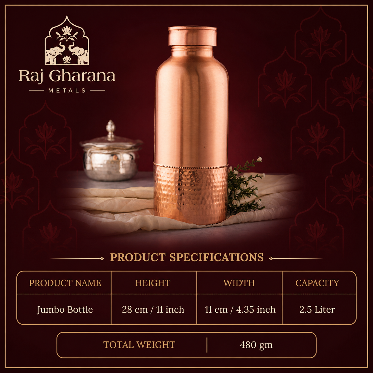 Jumbo Copper Bottle - 2.5L