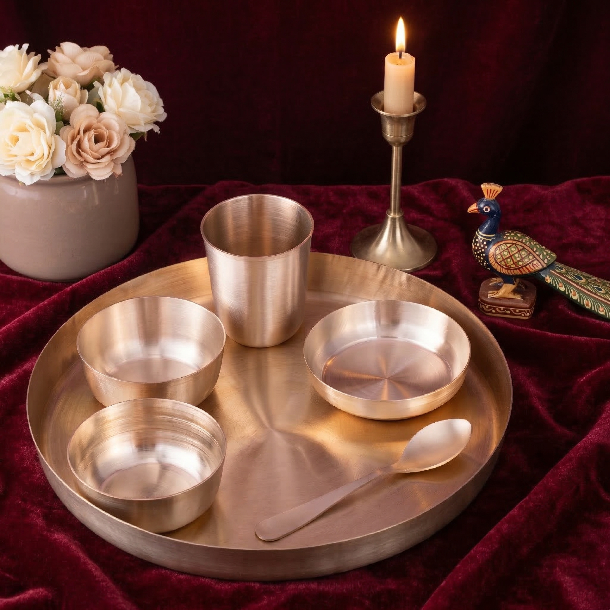 Matte Finished Kansa Dinner Set | 12 inch