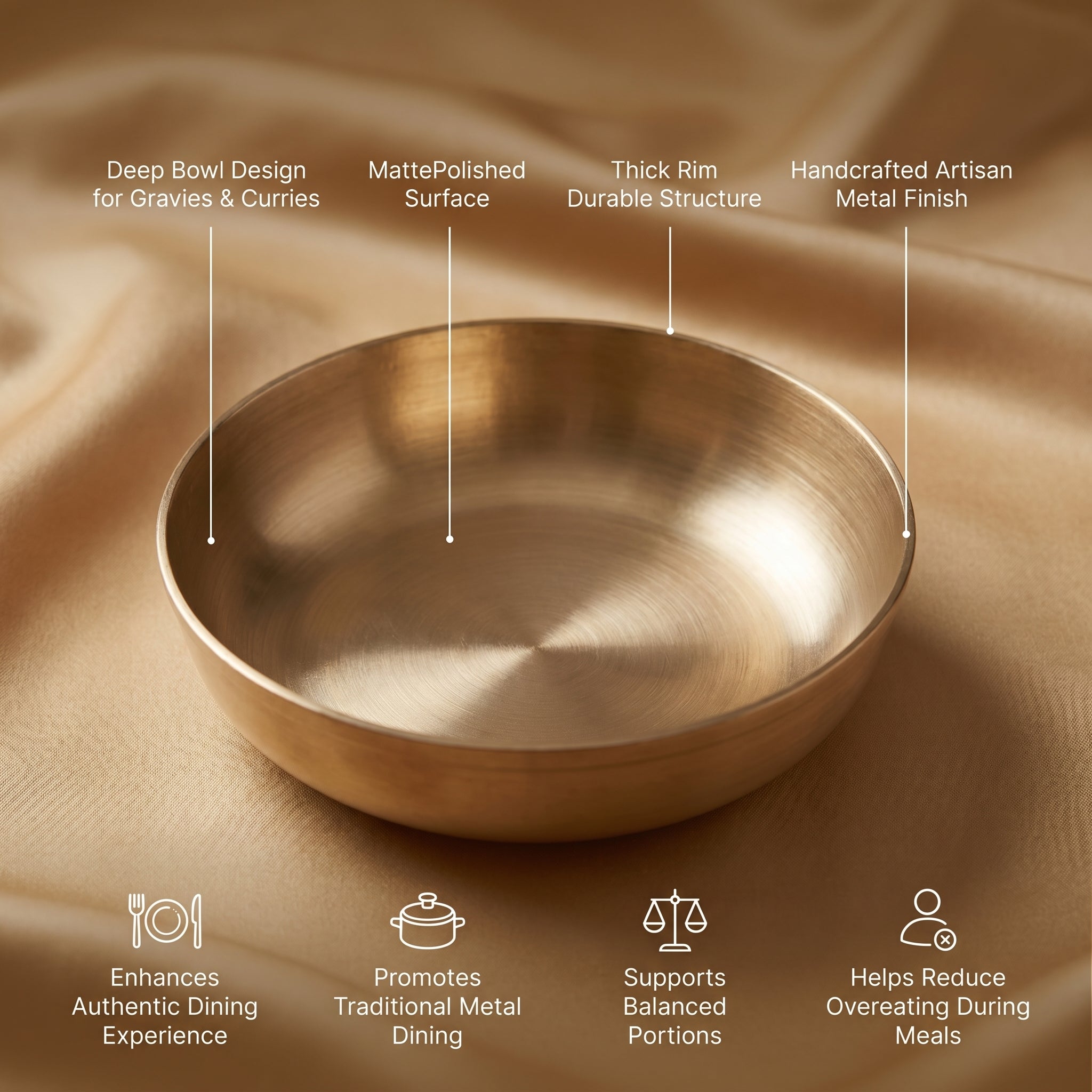 Kansa Sweet Dish Bowl/Katori - Matte