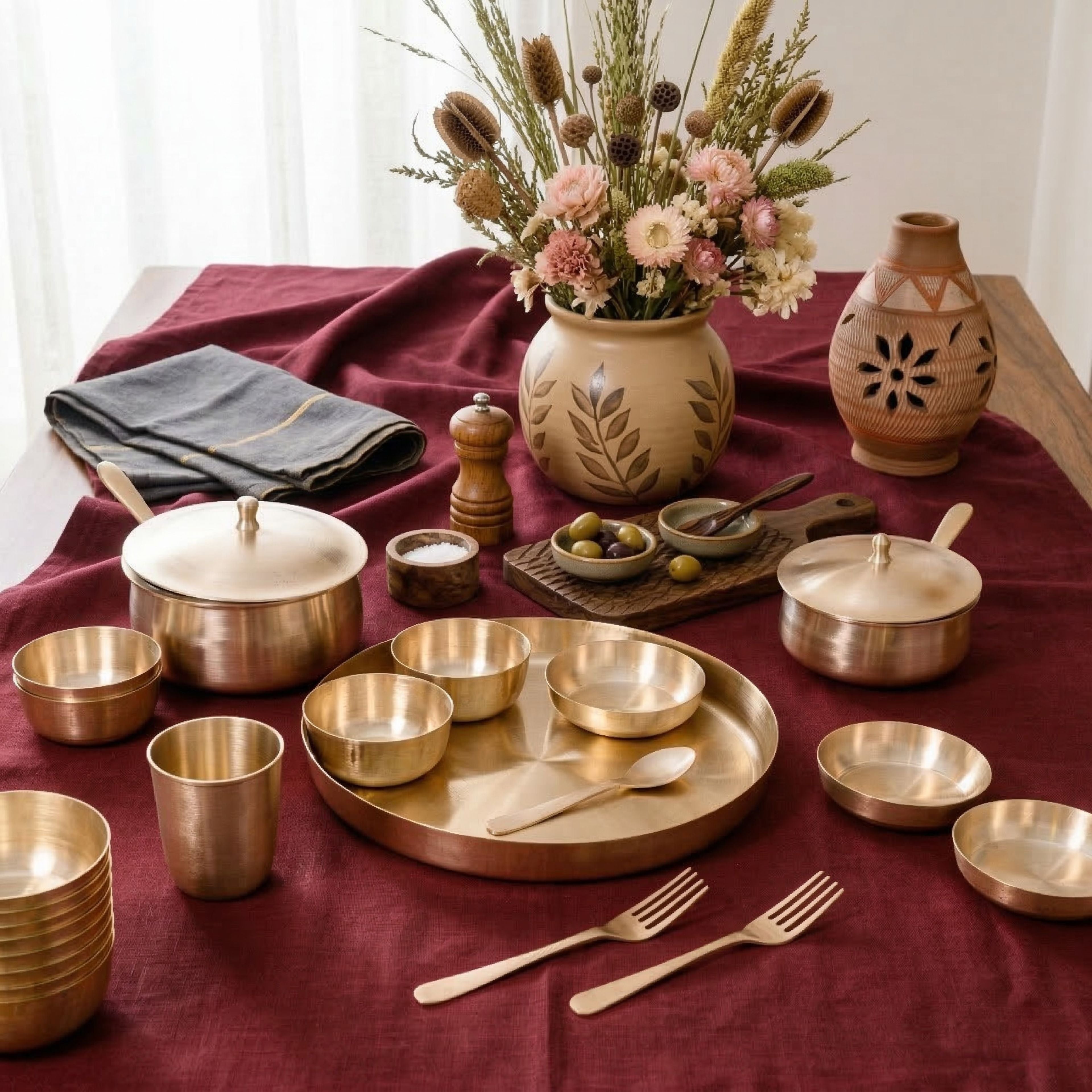 Kansa Maharaja Dinner Set - 60 Pcs