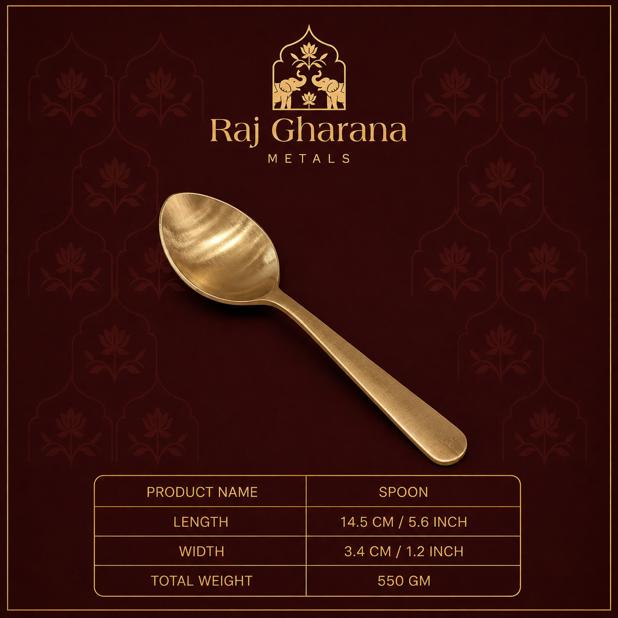 Kansa Dinner Spoons | 6Pcs - Matte