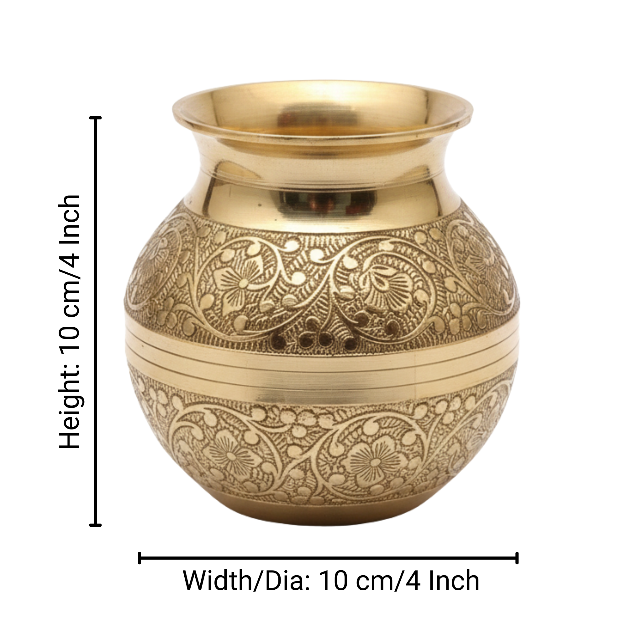 Brass Pooja Kalash/Lota - Floral Nakashi