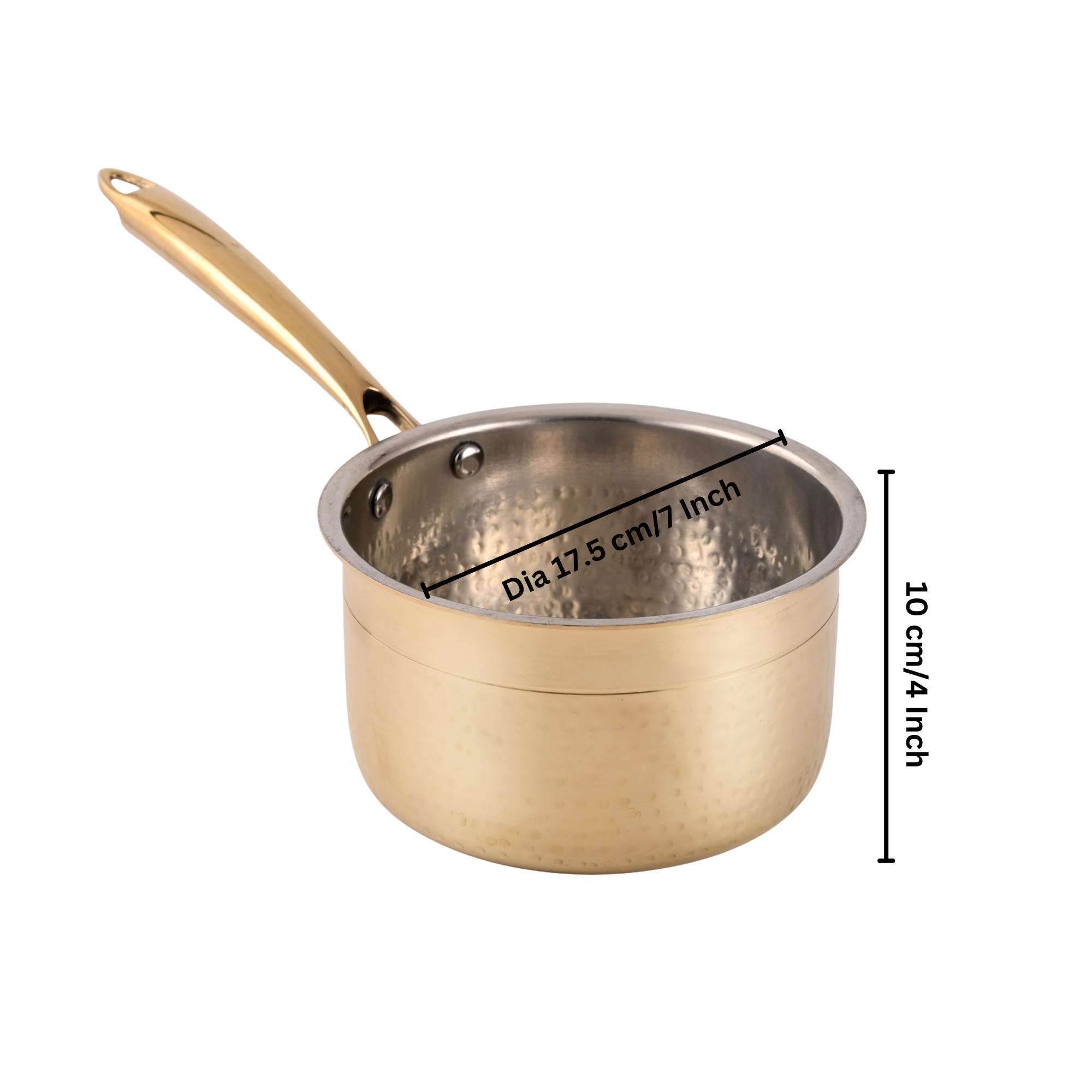 Brass Souce Pan with Sturdy Handle - Hammered