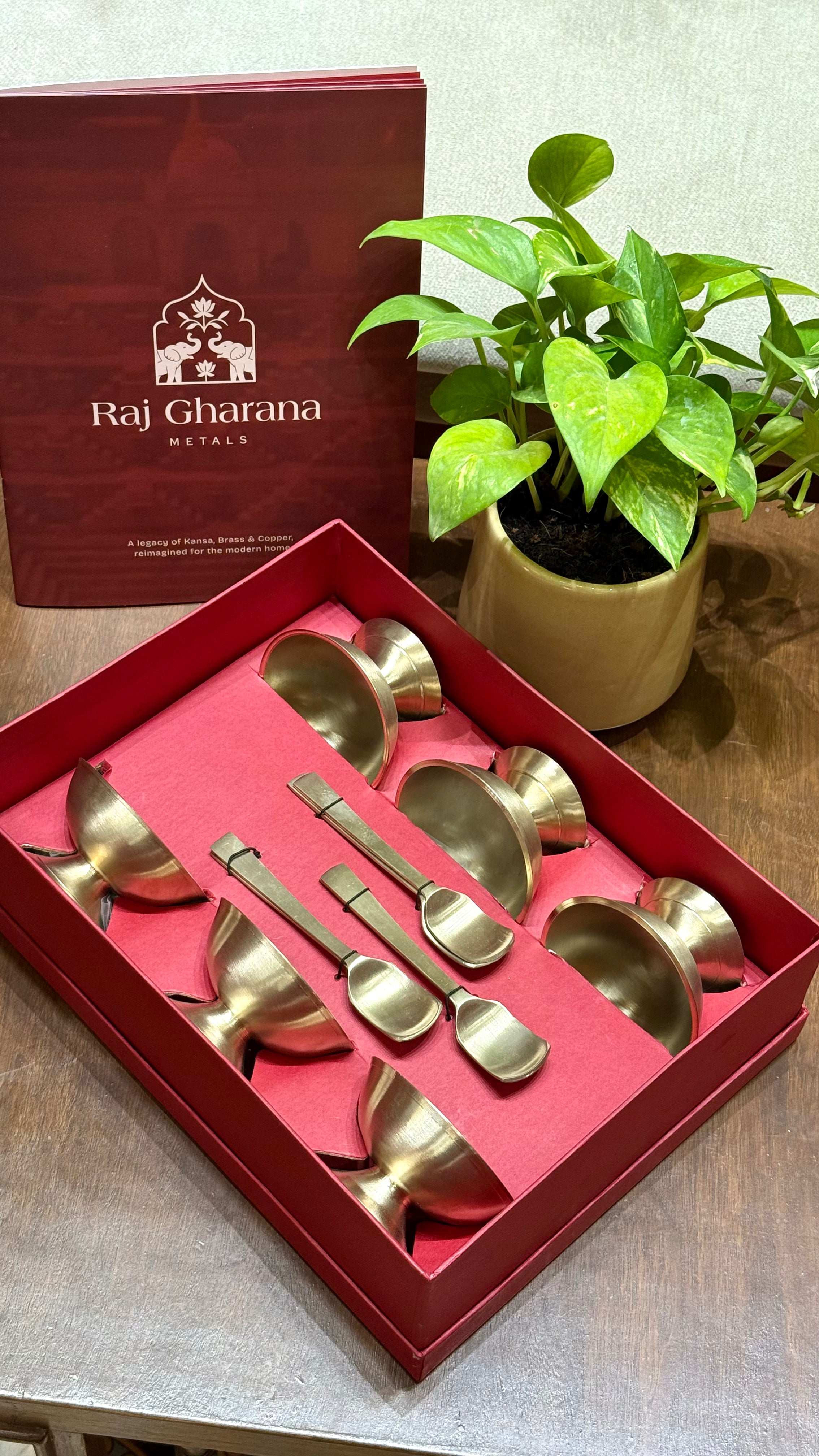 Kansa Ice Cream Cups with Spoon | Set of 6