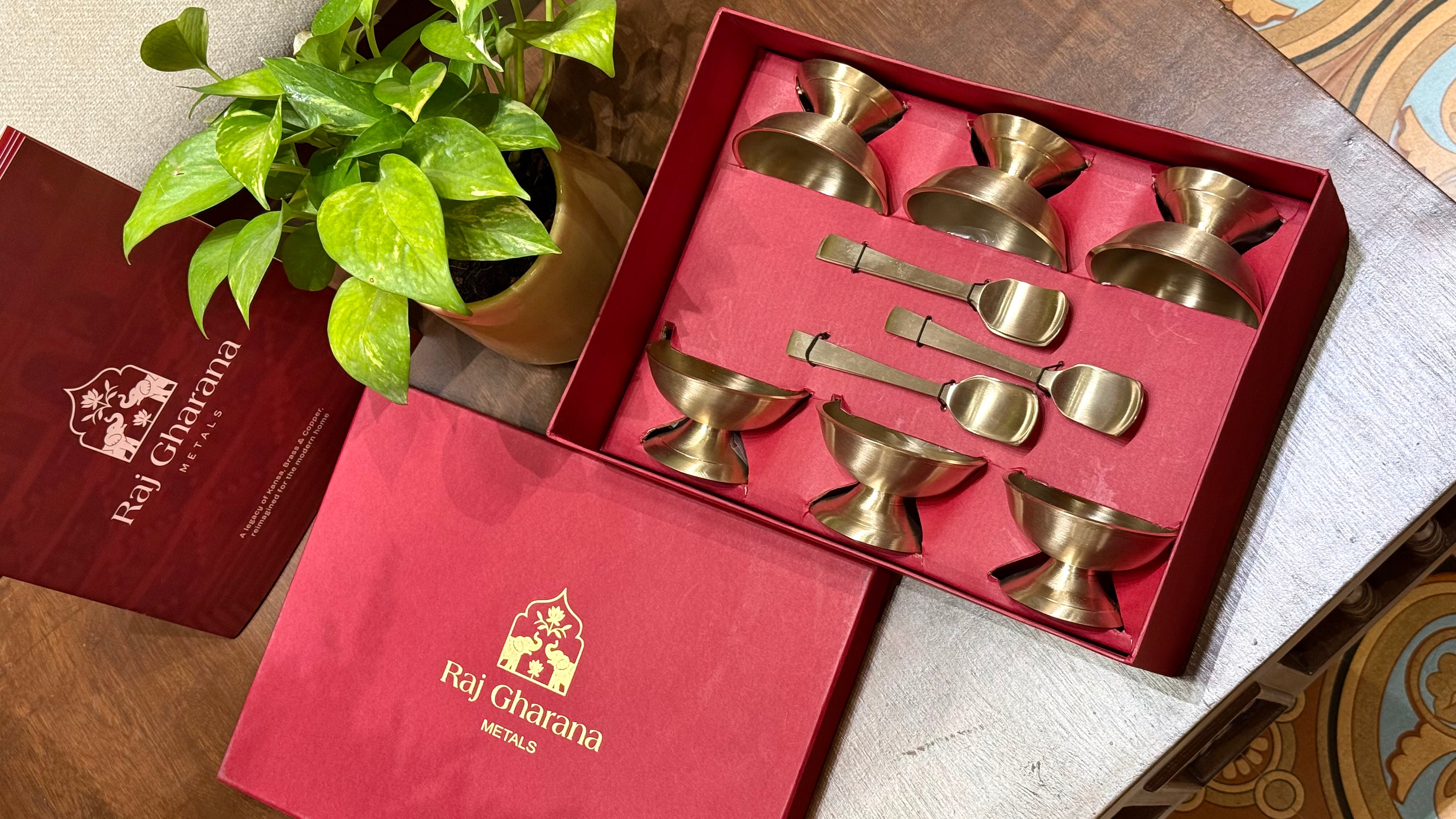 Kansa Ice Cream Cups with Spoon | Set of 6