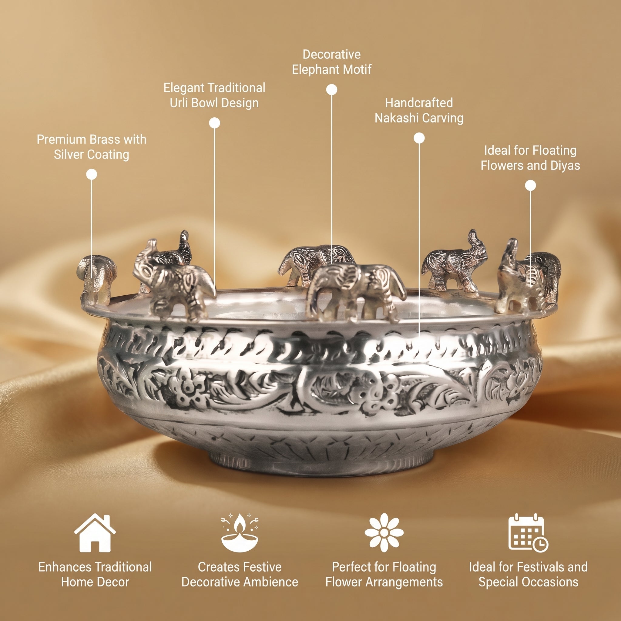 Brass Urli Silver Coated