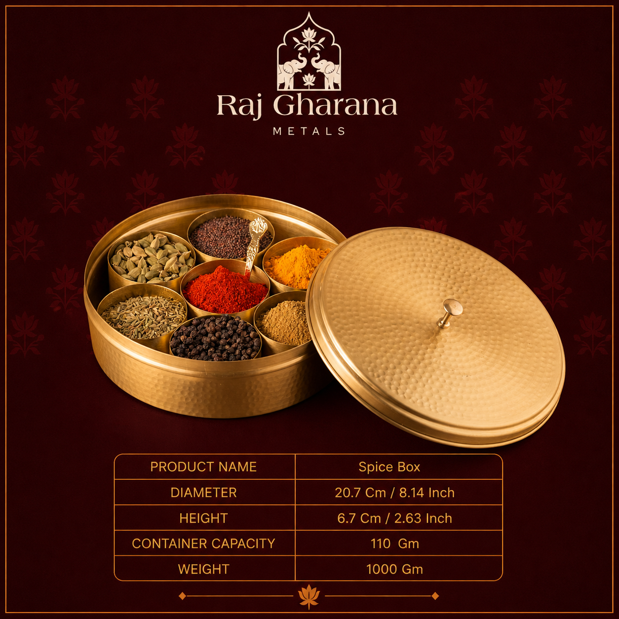 Brass Spice Box - Hammered