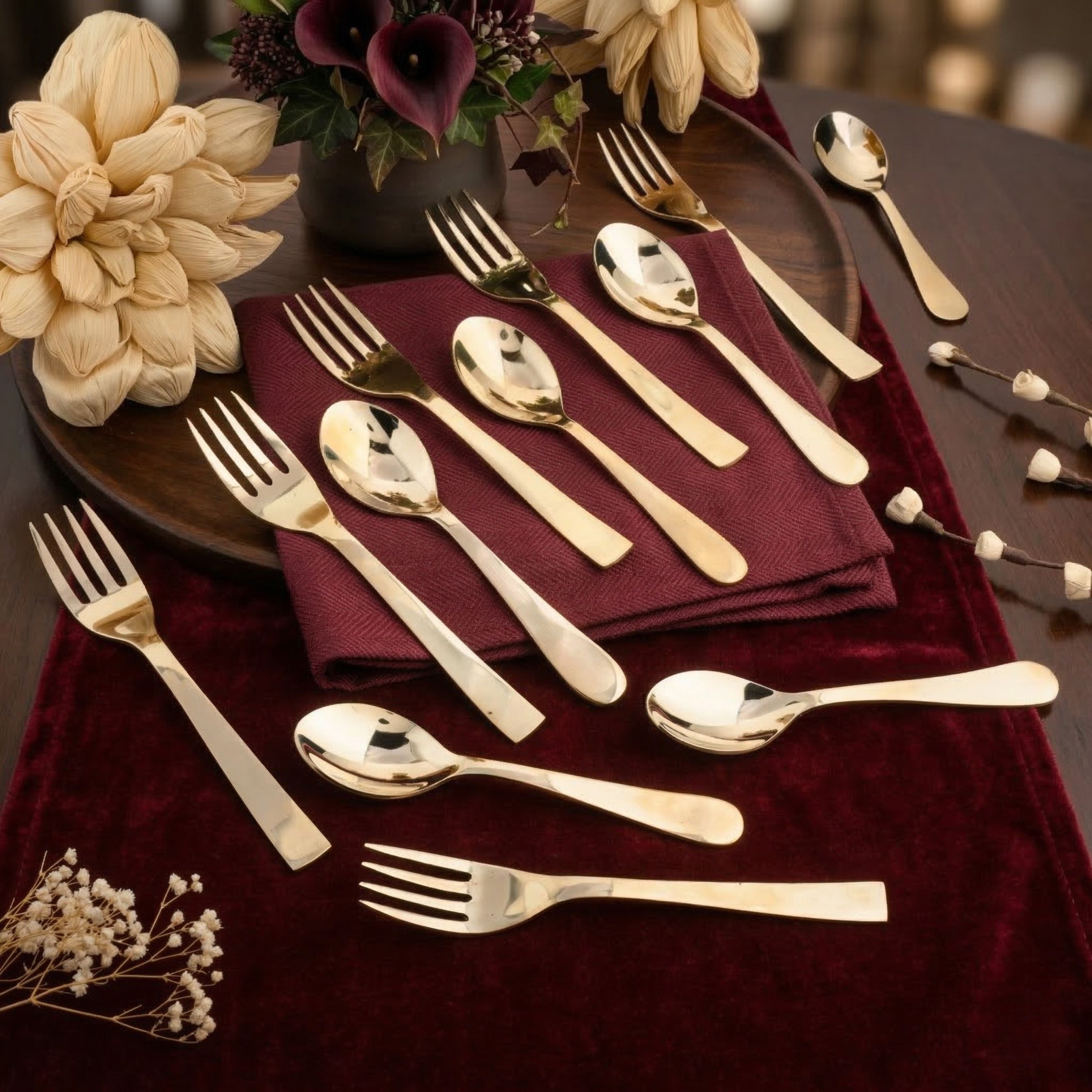 Brozne Dinner Dessert Spoon Fork Set (Pack of 12) - Glossy