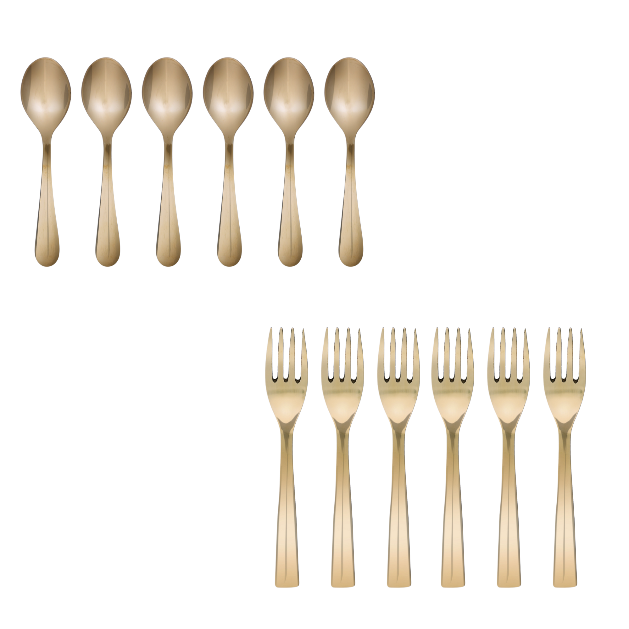 Brozne Dinner Dessert Spoon Fork Set (Pack of 12) - Glossy