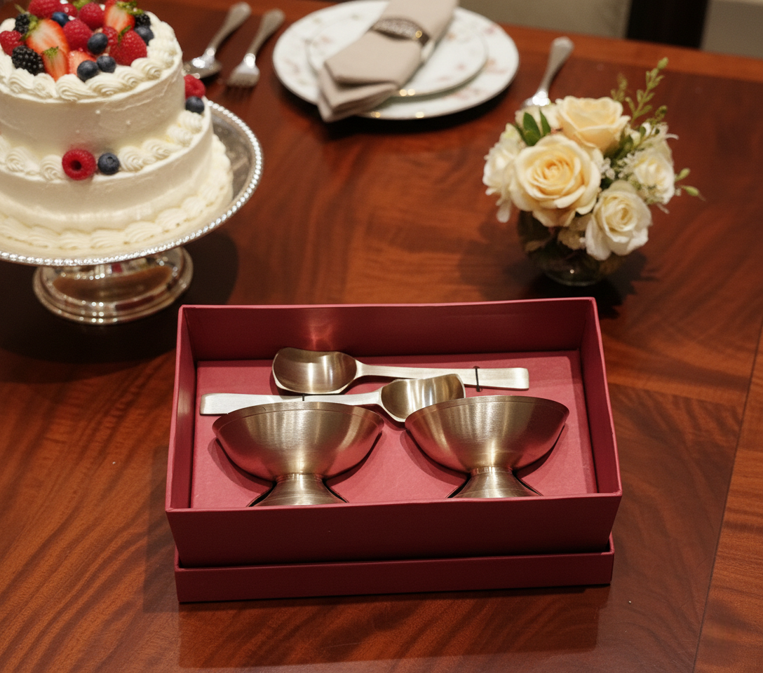 Kansa Ice Cream Cups with Spoon | Set of 2