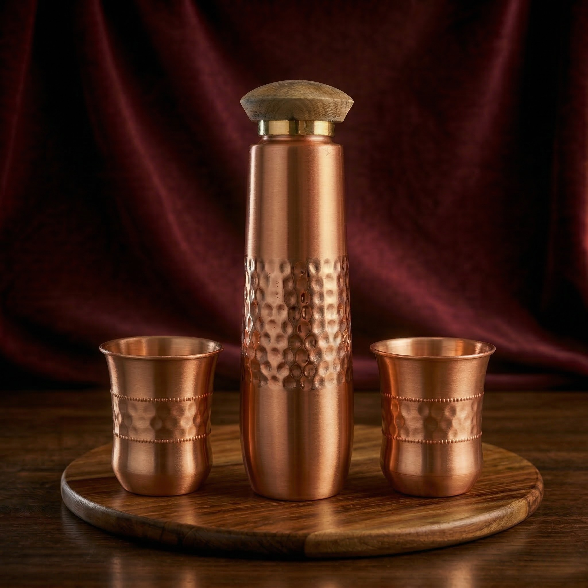 Copper Water Bottle & Glass Set