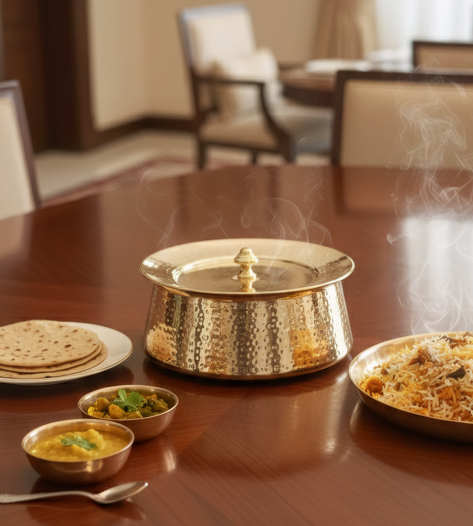 Brass Patila with Lid - Hammered