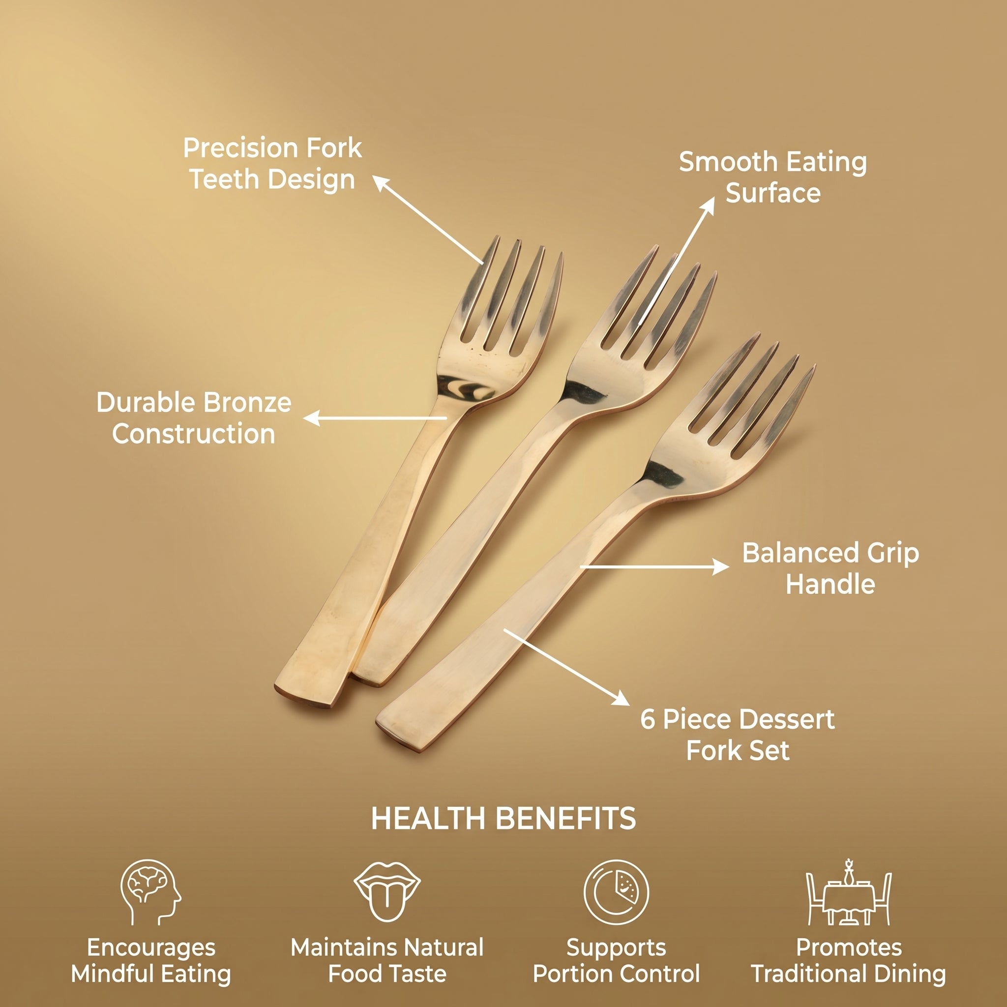 Bronze Fork for dinner or dessert (Pack of 6) Glossy