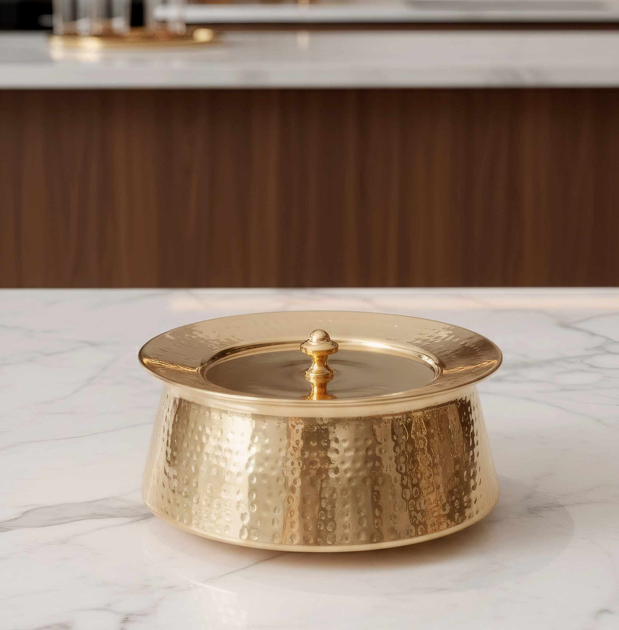 Brass Patila with Lid - Hammered