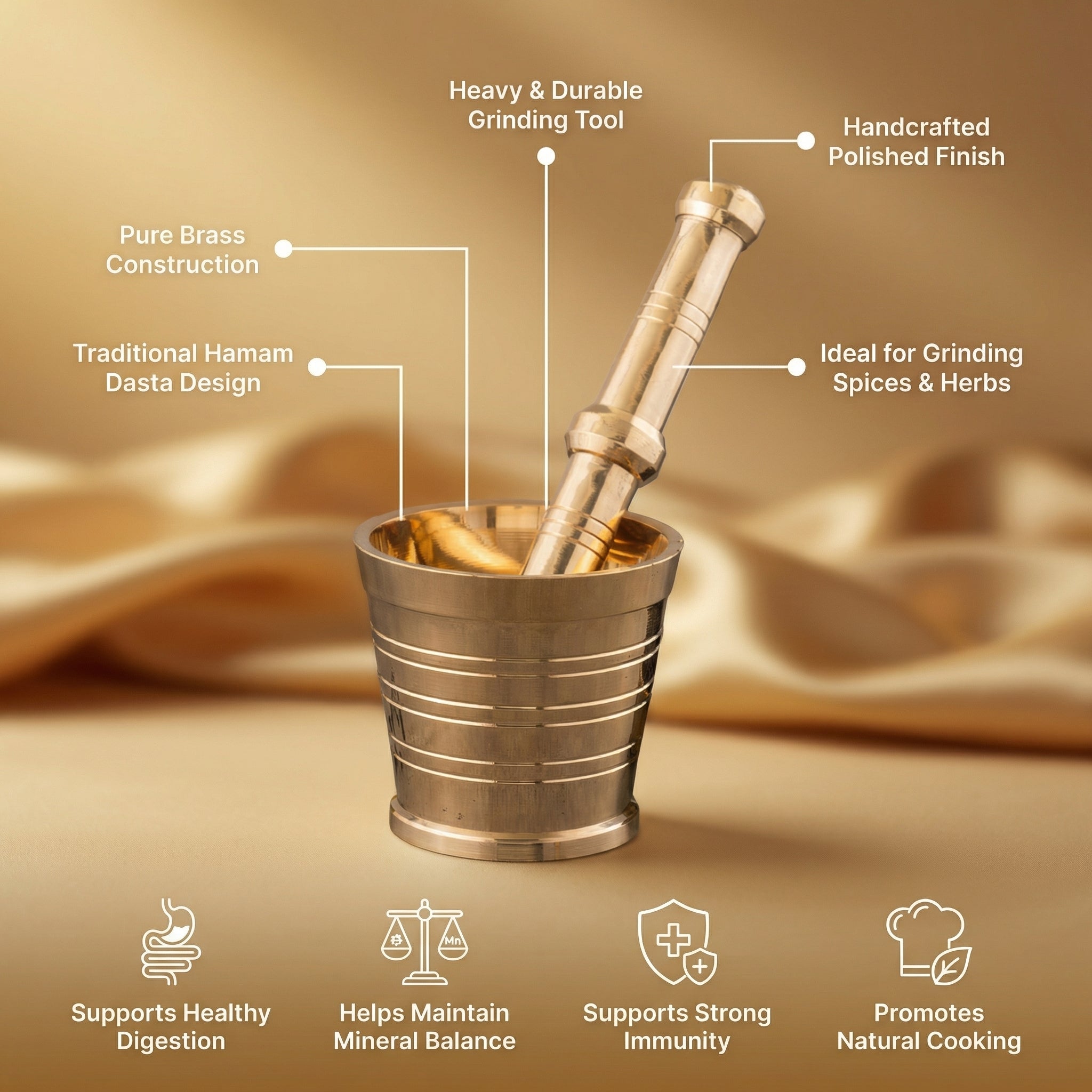 Brass Mortar and Pestle (Hamam Dasta)