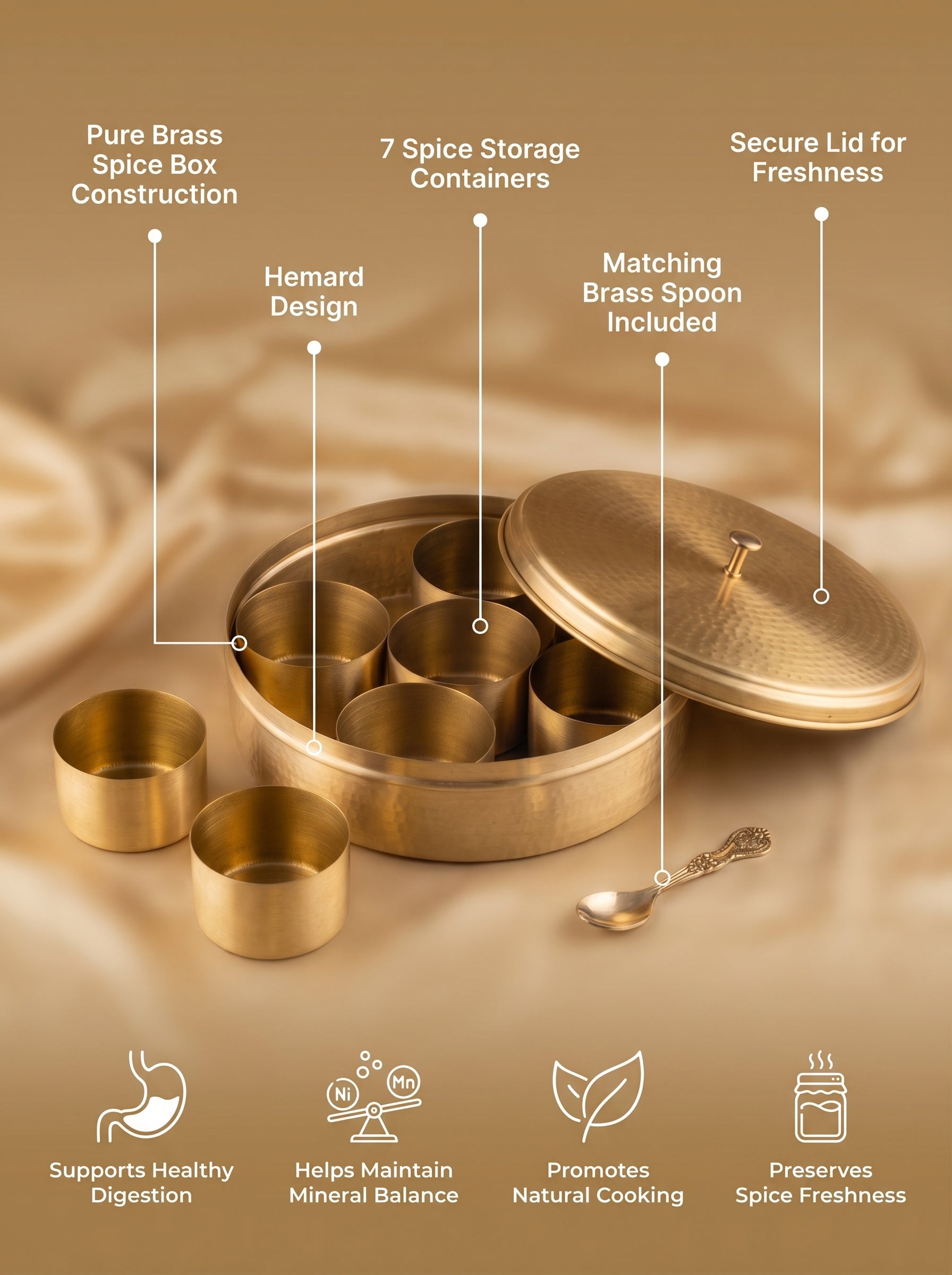 Brass Spice Box - Hammered