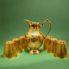Brass Jar & 6 Glass Set – Nakashi Design