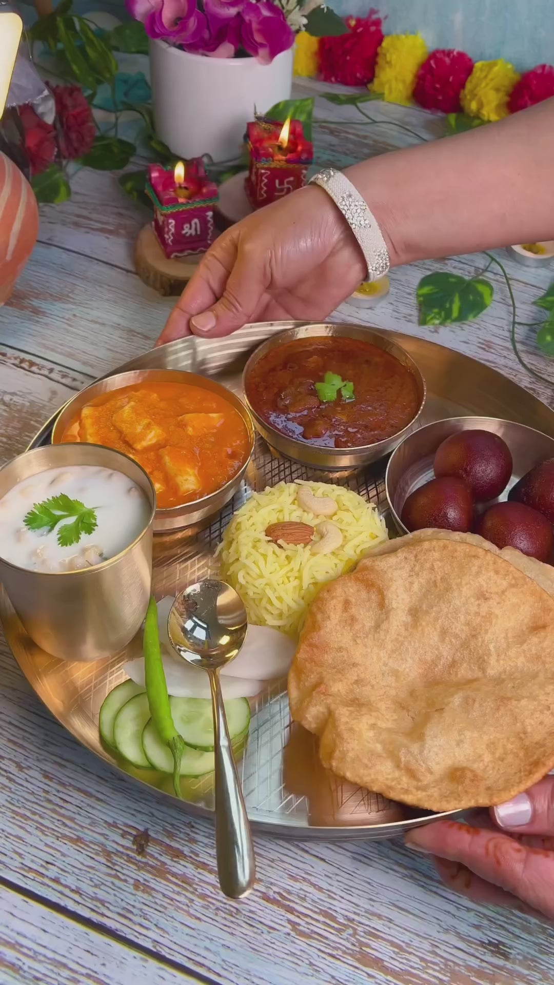 Kansa Dinner Set | 6 Pcs - 1 Platter 2 Bowl 1 Sweet Dish 1 Tumbler 1 Spoon