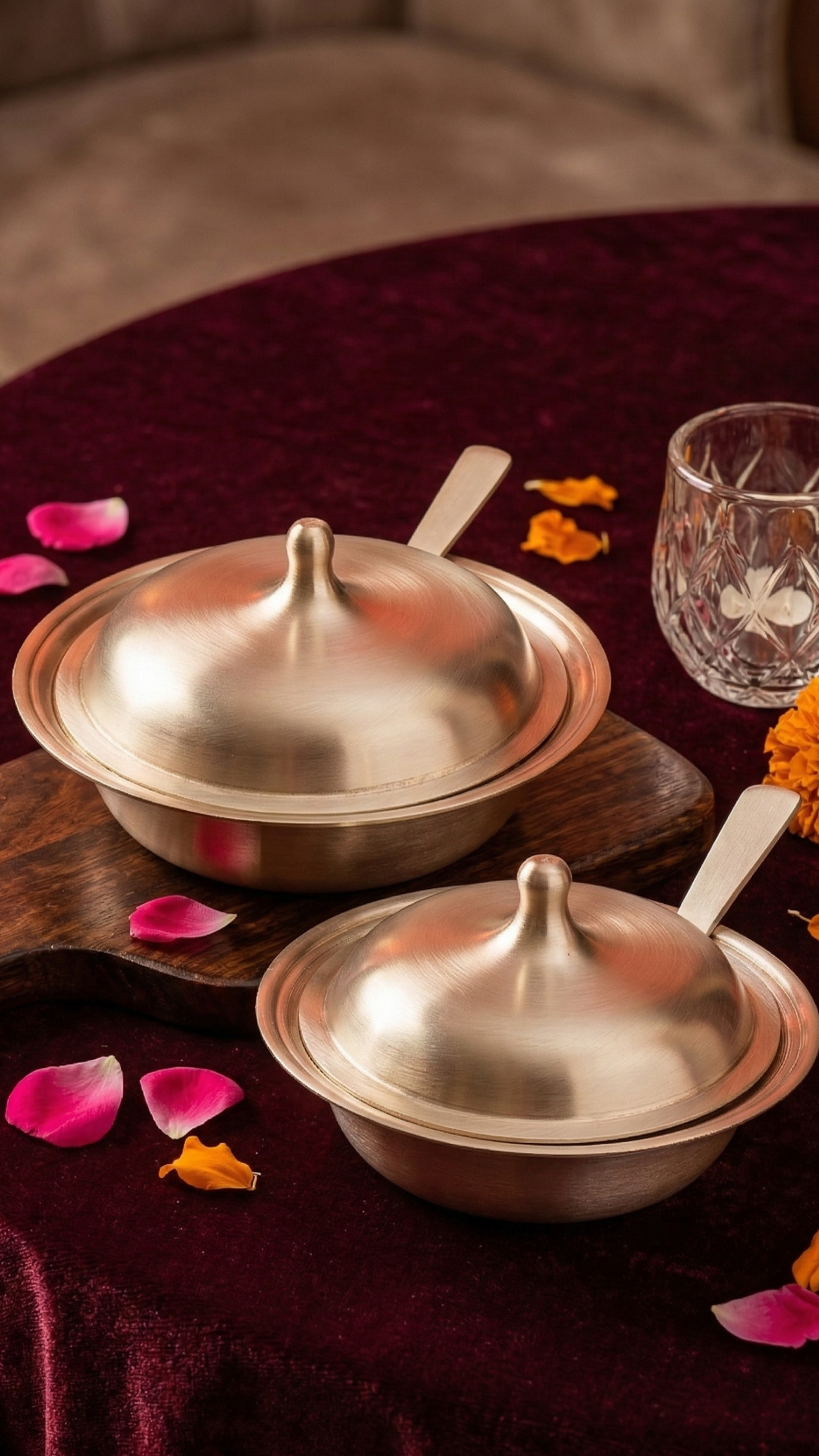 Kansa Chinese Bowls(Serving) with Spoon | Set of 2