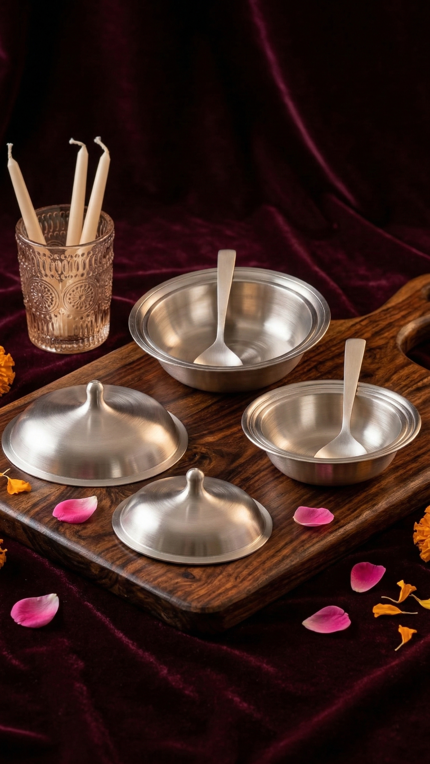 Kansa Chinese Bowls(Serving) with Spoon | Set of 2