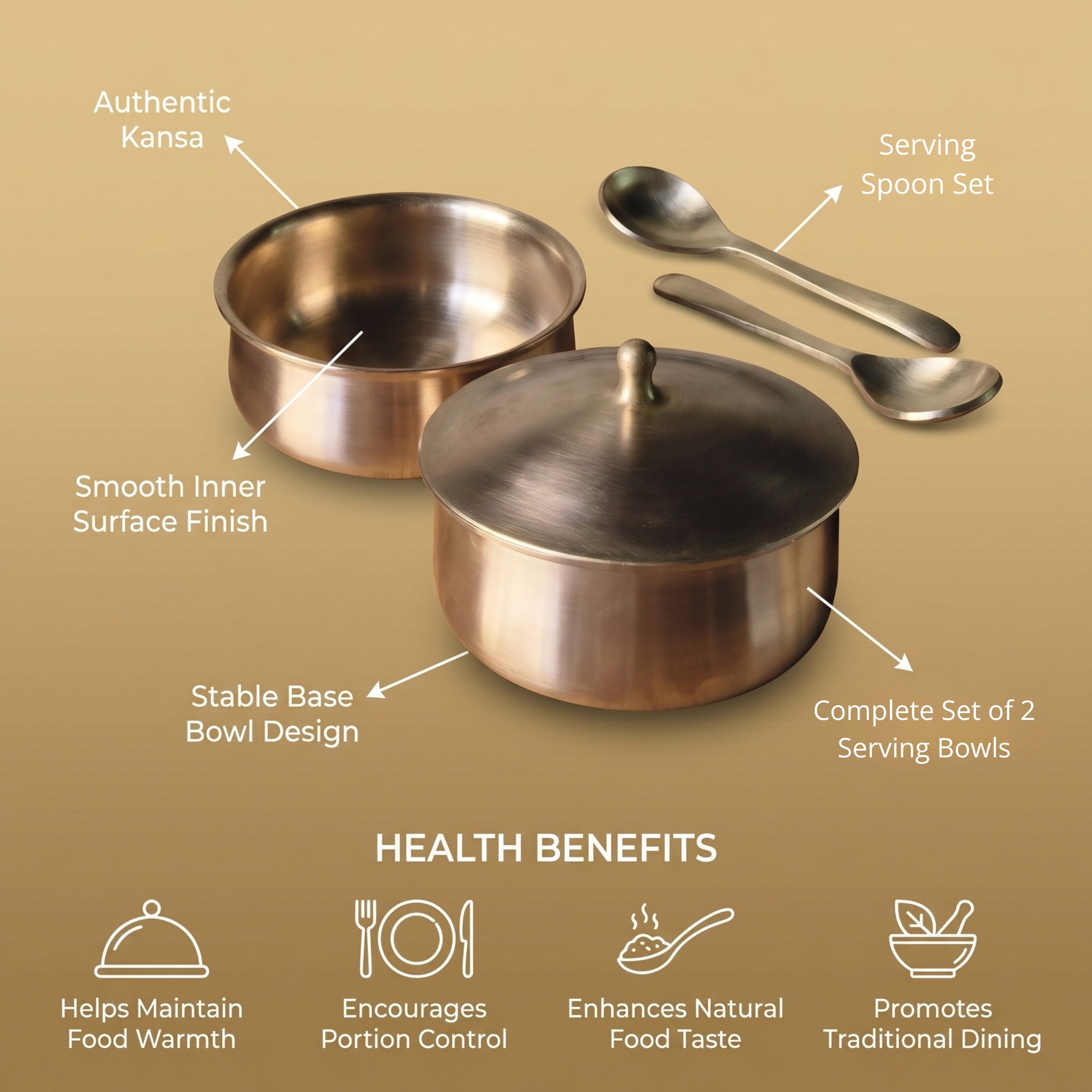 Kansa Serving Bowls with Spoon | Set of 2